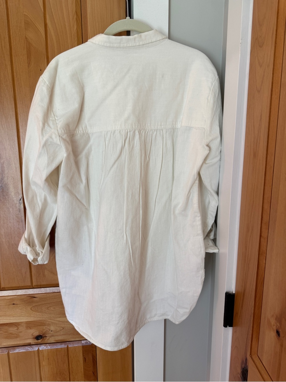 NWT Pilcro Tuxedo Ruched Tuxedo Button Down Shirt Anthropologie Linen Cotton - Picture 3 of 6